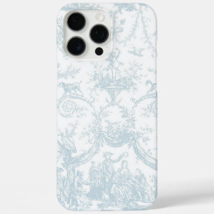 Coque iPhone 16 Pro Max Toile bleu clair doux et blanc