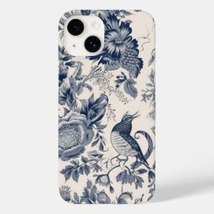 Coque Case-Mate iPhone Toile bleue vintage Fleurie