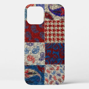 Case-Mate iPhone Case Toile brute de patchwork, imitation motif.