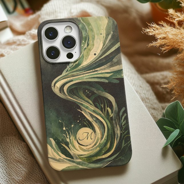 Coques Case-Mate iPhone Toile d'aquarelle verte Abstraite (Créateur téléchargé)