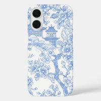 Toile de chinoiserie bleue dragon fleur de cerisie