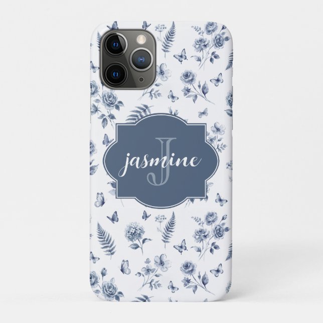 Coques Case-Mate iPhone Toile de jouy française Monogramme Nom Chinoseirie (Dos)