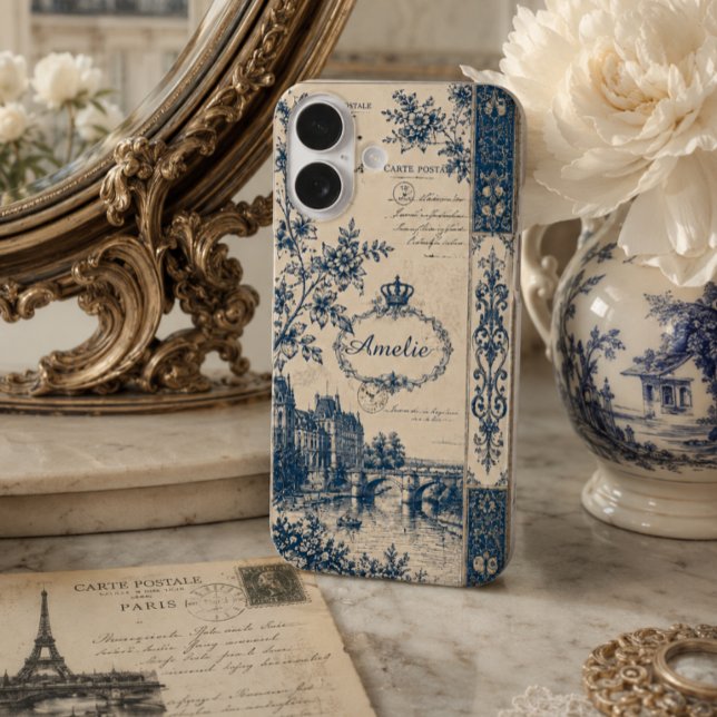 Coques Case-Mate iPhone Toile de Jouy Monogramme Français  (Créateur téléchargé)