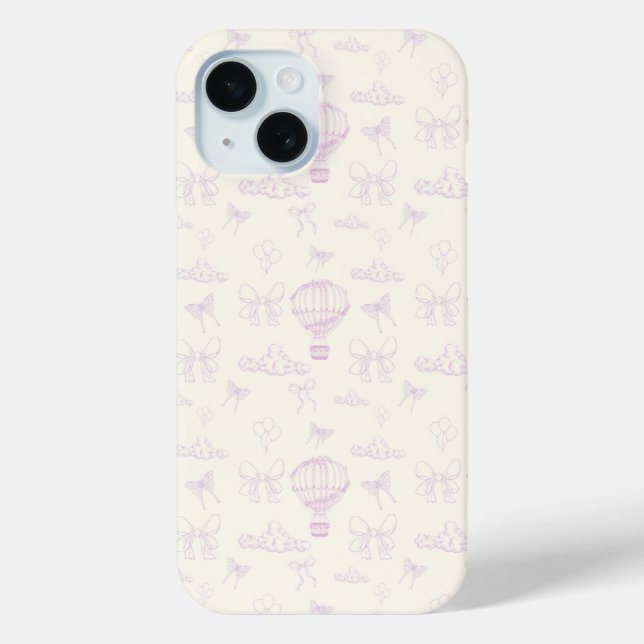 Coques Case-Mate iPhone Toile Hot Air-Balloon And Bows Seamless Pattern (Verso)