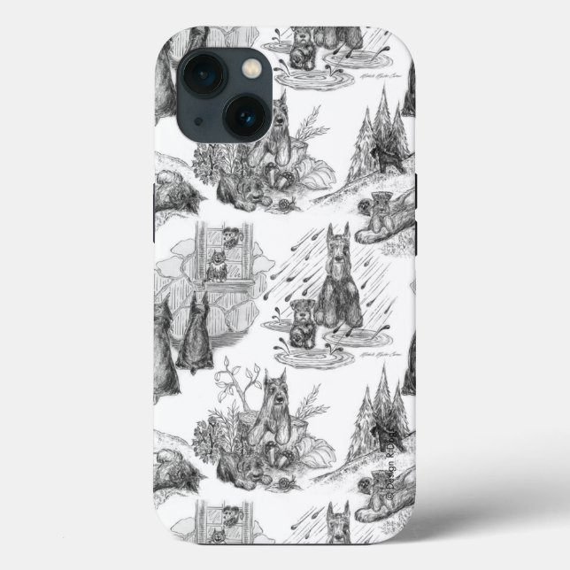 Coques Case-Mate iPhone Toile noire MINI SCHNAUZER Terrier (Verso)