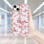 Coque Case-Mate iPhone Toile vintage Florale de Jouy-Pink<br><div class="desc">Belle toile de jouy sans soudure motif adaptée d'un modèle anglais gravé par John Munns vers 1770 avec ruines classiques,  port maritime,  berger et guirlandes florales. Rose sur arrière - plan blanc.</div>