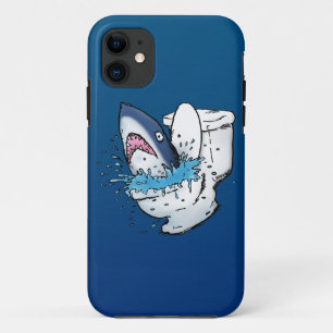 Coque iPhone 11 Toilette Shark Funny Blue Cartoon