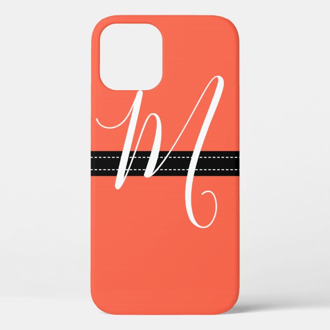 Coques Case-Mate iPhone Tomate Uni Élégant Monogramme (Verso)