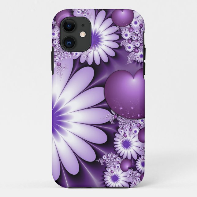 Coques Case-Mate iPhone Tomber dans l'amour Fleurs Abstraites et Coeurs Fr (Dos)