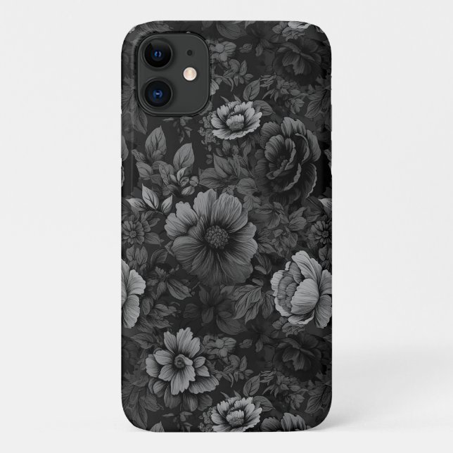 Coques Case-Mate iPhone Tonalités assourdies de floral gris  (Dos)