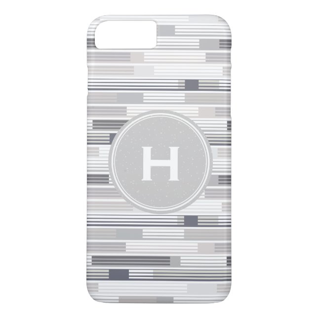Coques Case-Mate iPhone Tons de gris frais rayures Monogramme personnalisé (Dos)