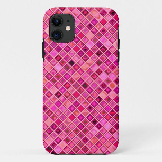 Coques Case-Mate iPhone Tons De Mosaïque "Aquarelle" Rose Foncé Motif (Dos)