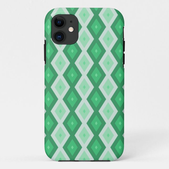 Coques Case-Mate iPhone Tons de motif diamant vert (Dos)