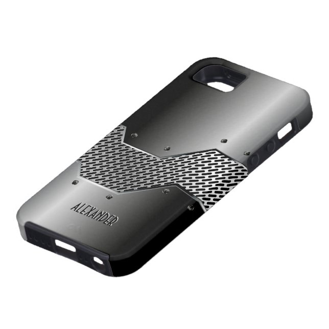 Coques Case-Mate iPhone Tons gris foncé brillant apparence métallique (Bas)