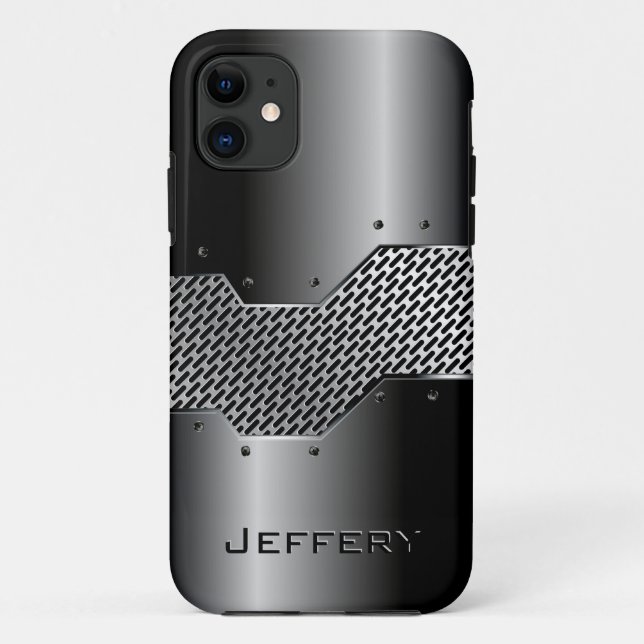 Coques Case-Mate iPhone Tons gris foncé brillant apparence métallique (Dos)