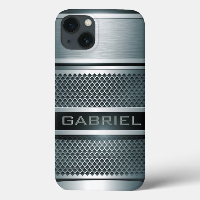 Coques Case-Mate iPhone Tons gris Revêtement métallique Collage-Monogramme (Verso)