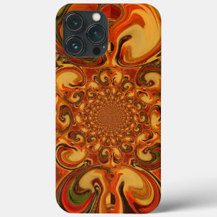 Etui iPhone 13 Pro Max Tons Motifs tourbillonnants Orange, Brown, vert