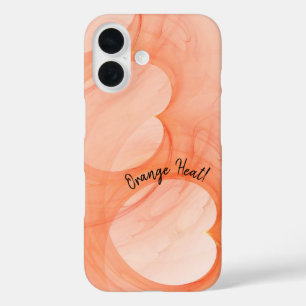 Coques iPhone 16 Tons soyeux Abstraits des Coeurs orange personnali