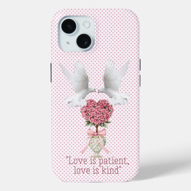 Coques Case-Mate iPhone Topiaire de cœur de foi inspirante rose points col (Verso)