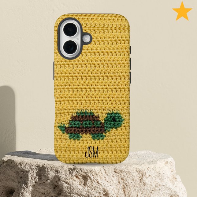 Coques Case-Mate iPhone Tortue au Crochet Mignonne Monogramme Initiales Pe (Créateur téléchargé)