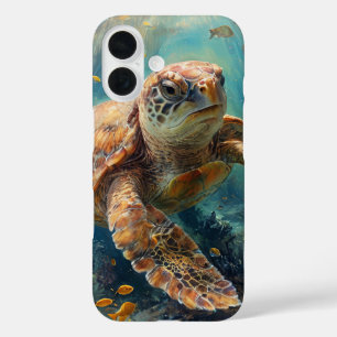 Coque Pour iPhone 16 Tortue caouanne nageant dans la couverture de l'oc