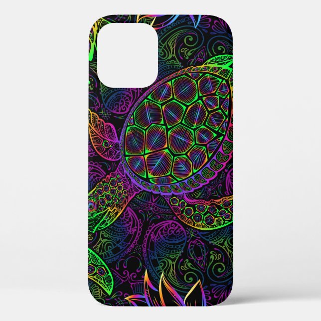 Coques Case-Mate iPhone Tortue de mer Boho : Motif psychédélique mandala (Verso)