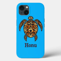 Tortue de mer d'Hawaii Tribale d'or sur le bleu oc
