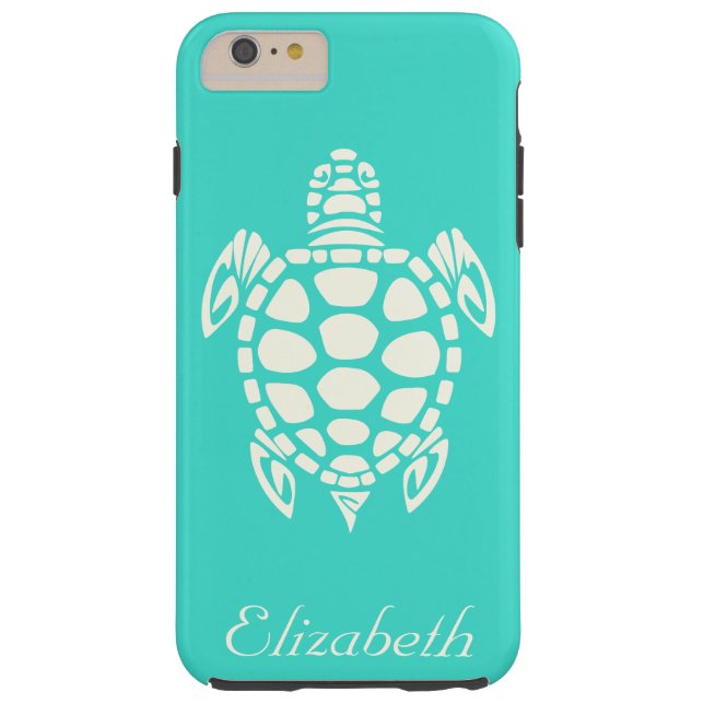 Coques Case-Mate iPhone Tortue de mer Tribal personnalisée Turquoise et iv (Dos)