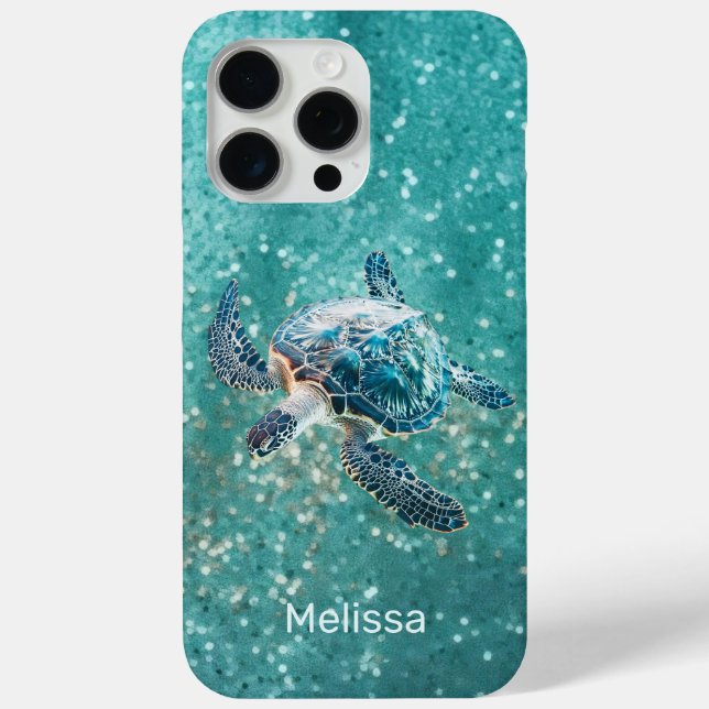 Coques Case-Mate iPhone Tortue de mer Turquoise | Côtier (Verso)