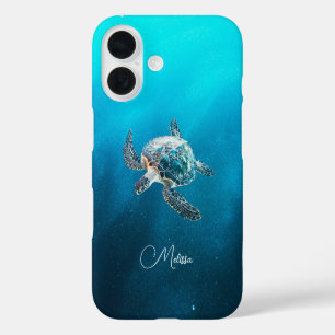 Coque Pour iPhone 16 Tortue de mer turquoise scintillante Côtière