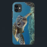 Coques Pour iPhone Tortue de mer verte hawaïenne<br><div class="desc">Une tortue de mer hawaïenne de gree étudie sa réflexion dans mon port de dôme. © et ® Bigstock® - tous droits réservés.</div>