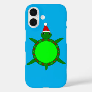Coque Pour iPhone 16 Tortue de Noël mignonne avec coquille de fleurs