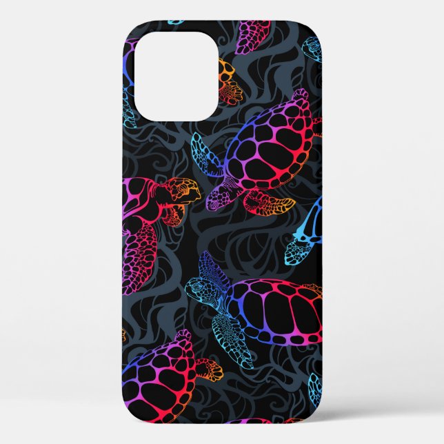 Coques Case-Mate iPhone Tortue marine dans des couleurs psychédéliques mul (Verso)