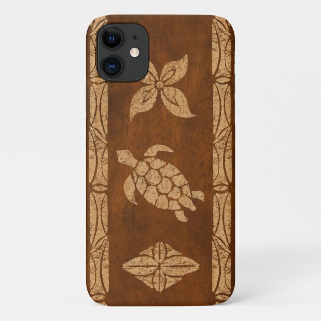 Coques Case-Mate iPhone Tortue samoane Totem Faux Koa Bois Surf (Dos)