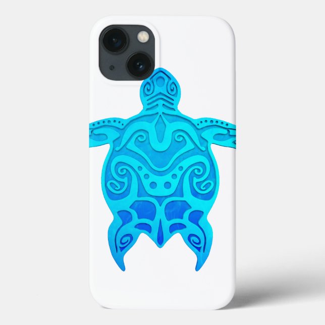 Coques Case-Mate iPhone Tortue tribale bleue (Verso)