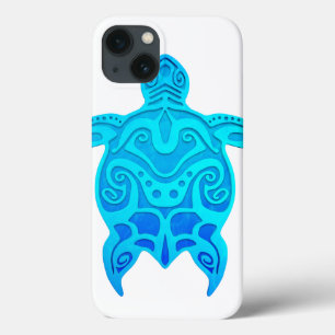 iPhone 13 Coque Tortue tribale bleue