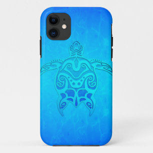 Coques Pour iPhone Tortue tribale bleue
