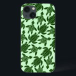 iPhone 13 Case Tortue verte jolie Motif animale<br><div class="desc">Un joli motif fait de tortues de mer vertes remplit ce boîtier de téléphone Samsung. Idéal pour tous ceux qui aiment la faune / les animaux,  l'océan et les reptiles. La couleur vert clair de l'arrière - plan peut être changée par "Customiser".</div>