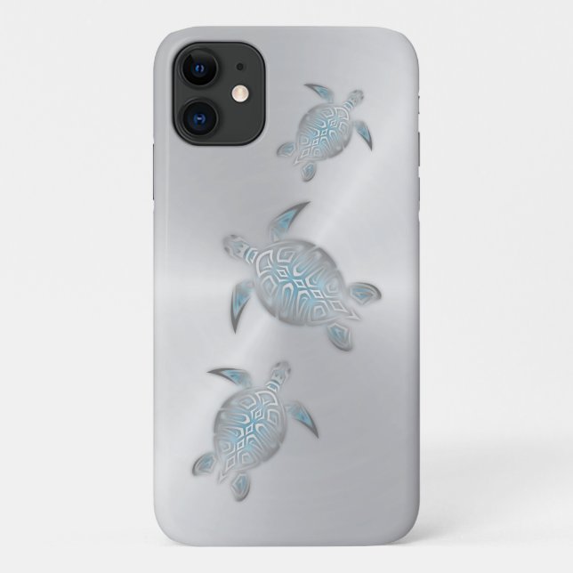 Coques Case-Mate iPhone Tortues de mer argentées (Dos)
