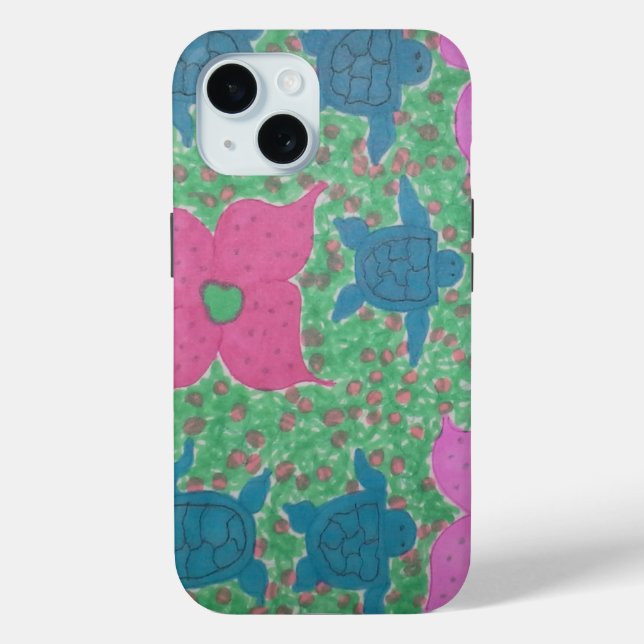 Coques Case-Mate iPhone Tortues de mer et fleurs Art tropical (Verso)