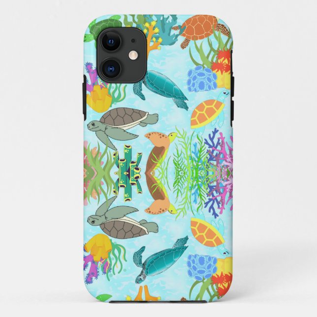 Coques Case-Mate iPhone Tortues Et Coraux Inspiration Balnéaire (Dos)
