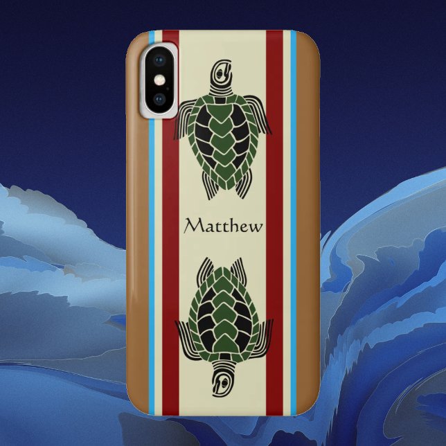 Coques Case-Mate iPhone Tortues Tribales (Tribal Turtles with Stripes Phone Case)