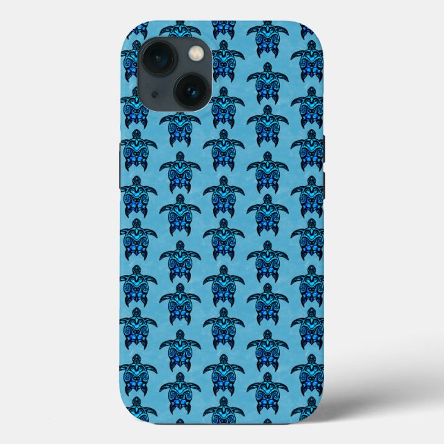 Coques Case-Mate iPhone Tortues tribales bleu océan (Verso)