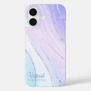 Coque Pour iPhone 16 Tosca rose violet Ombre marbre personnalisable