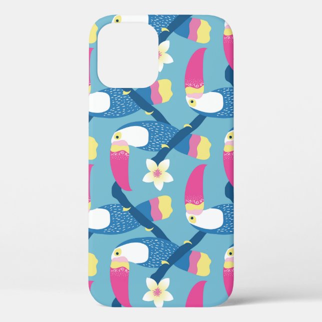 Coques Case-Mate iPhone Toucan tropical : motif floral vibrant. (Verso)