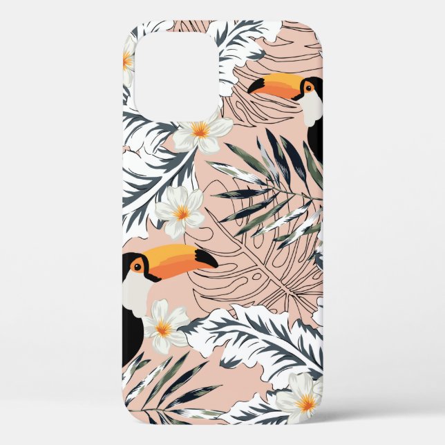 Coques Case-Mate iPhone Toucans, feuilles de palmiers graphiques, fleurs d (Verso)