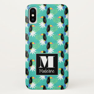 Coques Pour iPhone Toucans sur le monogramme de Teal