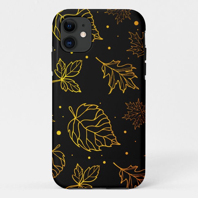Coques Case-Mate iPhone Touche de Feuilles de cuivre d'élégance sur le noi (Dos)
