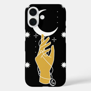 Coque Pour iPhone 16 Touche de lune mystique - Main céleste et lune de 