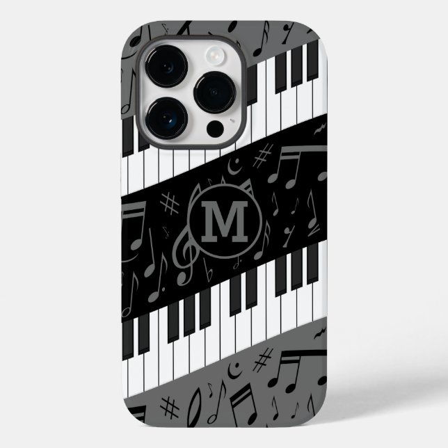 Coques Case-Mate iPhone Touches de piano monogramme et notes musicales (Verso)